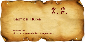 Kapros Huba névjegykártya